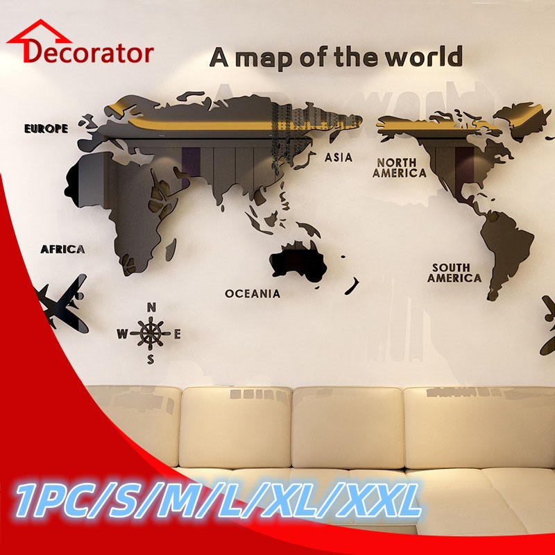 Star Map Poster - Dekal dinding 3D akrilik peta dunia